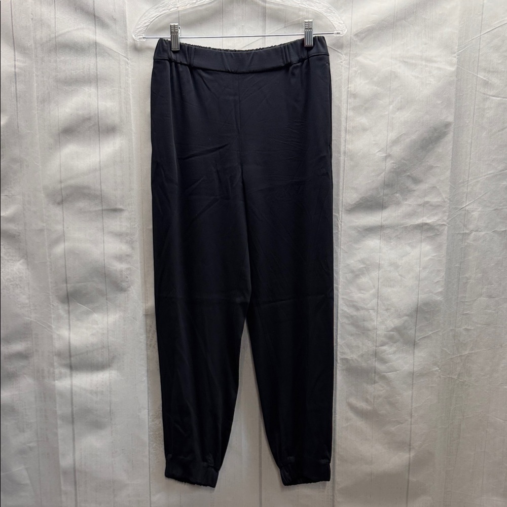 COS Navy Blue Rayon Wool Blend Dressy High Waist Pull On Cropped Jogger Pants